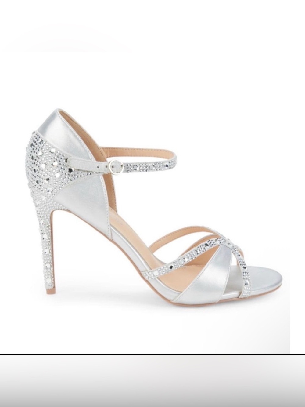 Lauren Lorraine DAİSEY Silver Embellished Stiletto Heels Sandals Size 10 Flaw